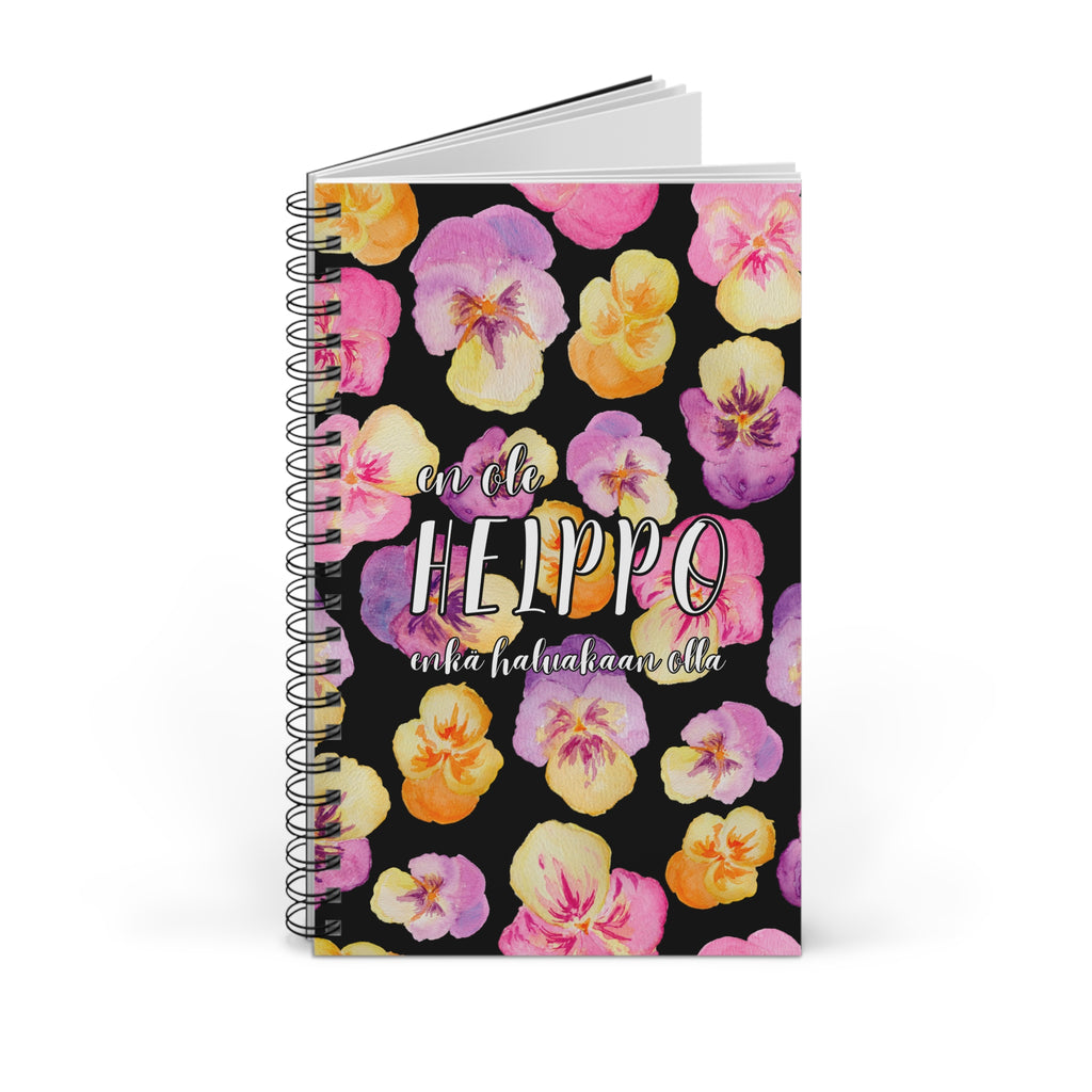 En ole helppo enkä haluakaan olla - muistivihko, musta