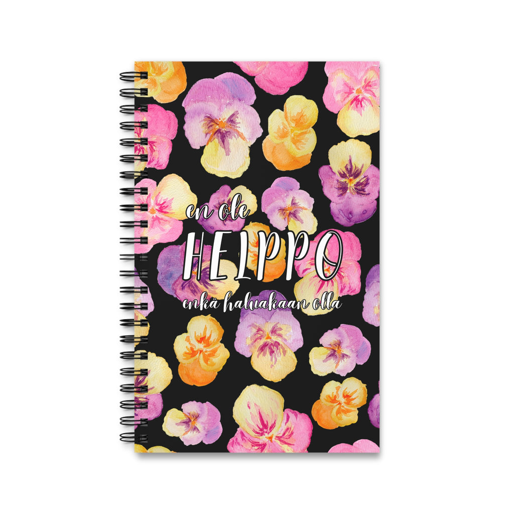 En ole helppo enkä haluakaan olla - muistivihko, musta