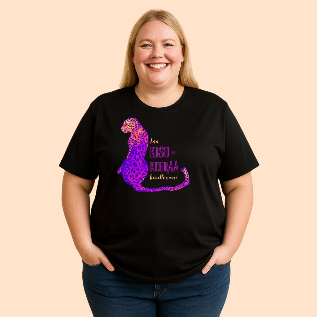 Tää kisu ei kehrää kenelle vaan - T-paita, liila printti