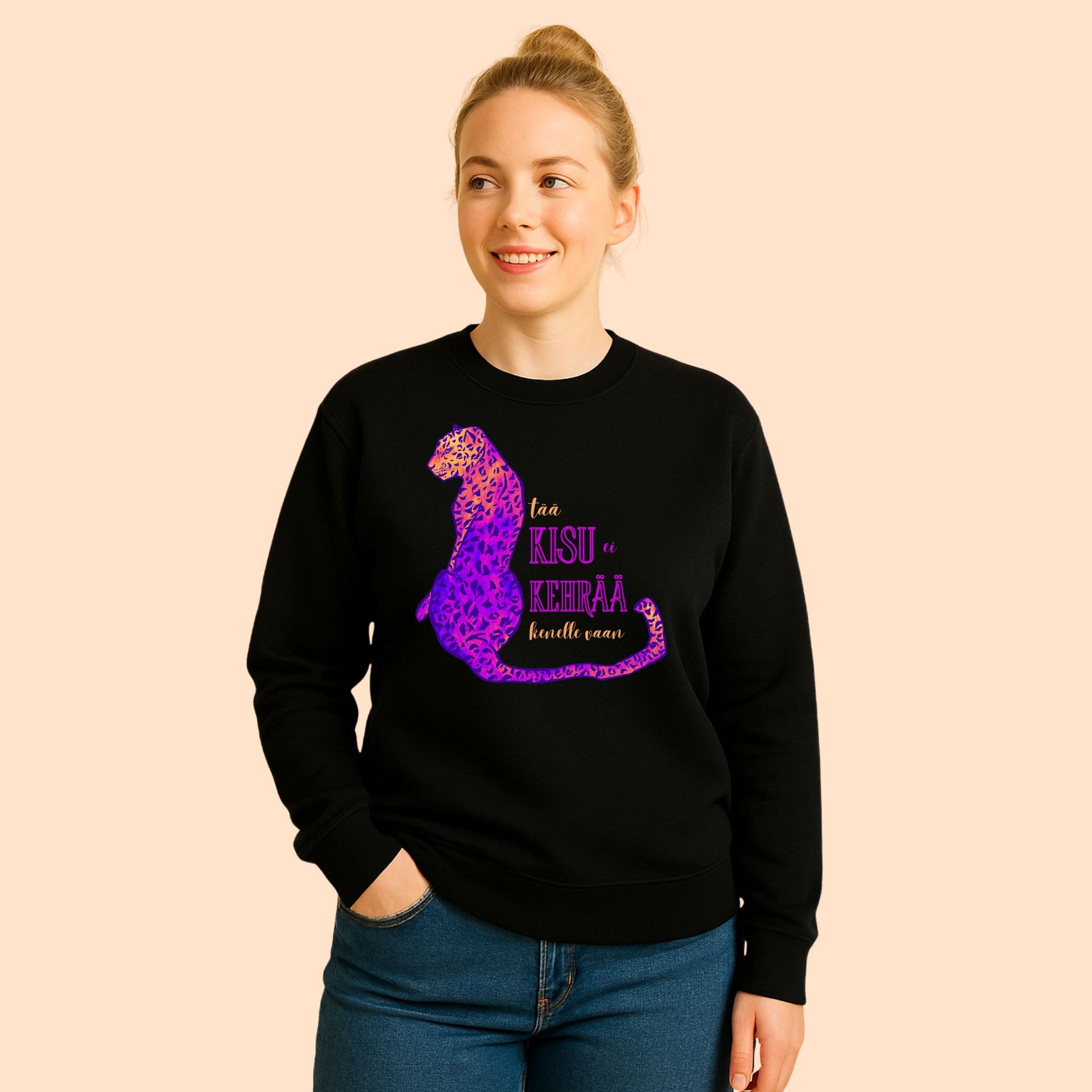 Tää kisu ei kehrää kenelle vaan - collari, liila printti