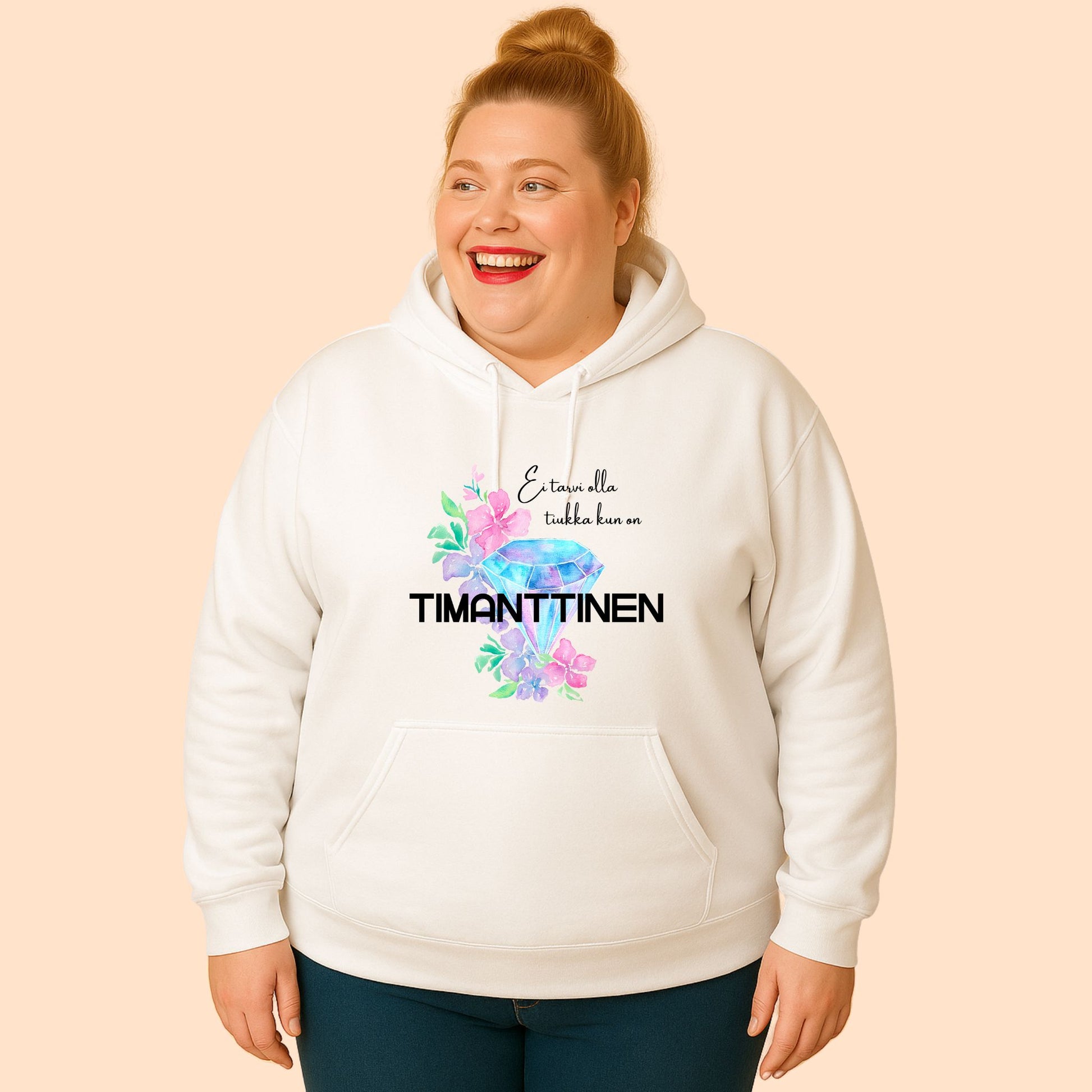 Ei tarvi olla tiukka kun on timanttinen - huppari, musta printti, useita värejä